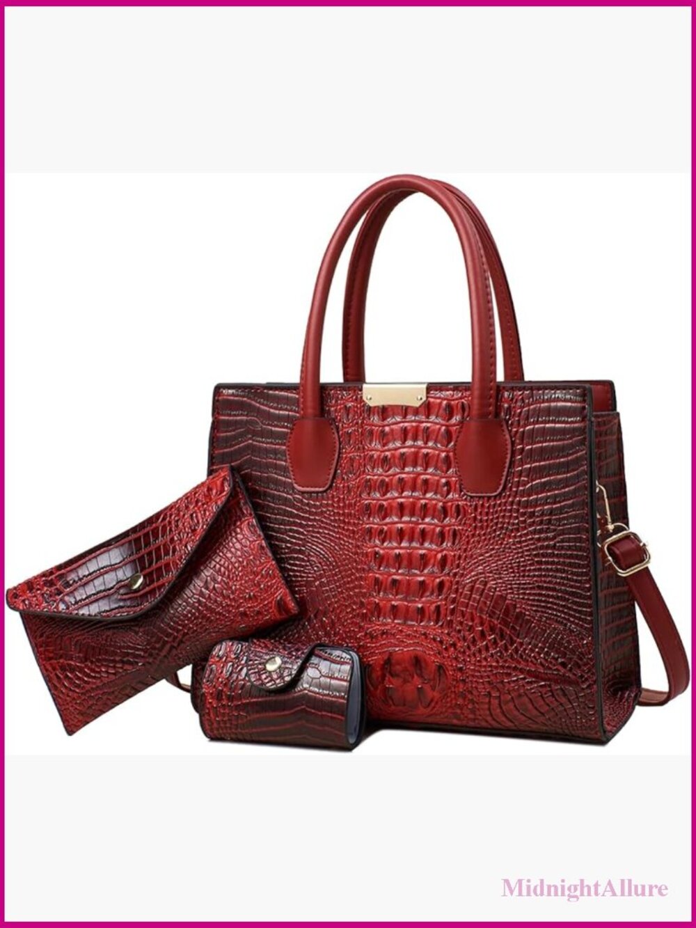 Luxury Crocodile Pattern Tote Handbag Set with Wallet & Cardholder